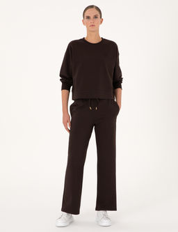 Kahverengi Oversize 2 _plik Sweatshirt