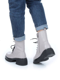 04-M3-H205 BEIGE GRAY Ботинки зимние женские (натуральная кожа, натуральный мех)