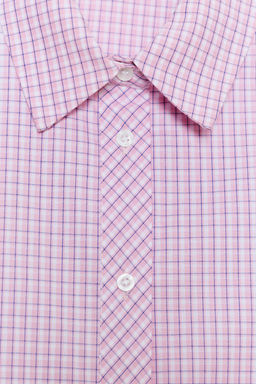 CAMISA CUADROS PINZAS ESPALDA / Rosa / Blanco - Zara фото 8