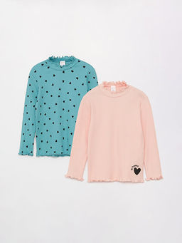 Bisiklet Yaka Uzun Kollu K?z Bebek Ti??rt 2li