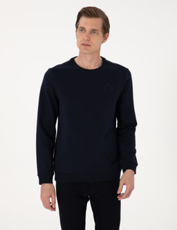 Lacivert 3 _plik Regular Fit Bisiklet Yaka Basic Sweatshirt