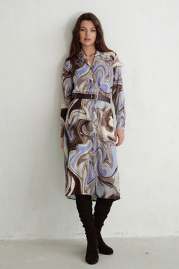 Платье-рубашка с английским воротником принт - Martichelli фото 30