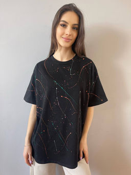 K12726 Футболка OVER SIZE (плотный хлопок) ЧЕРНЫЙ