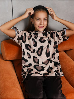 Футболка "Пятна" коричневый Девочка