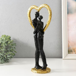 Фигурка полистоун Абстракция. Поцелуй у сердца, золото с чёрным, 14.5?9?32 см