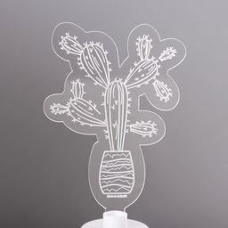 Светильник 3D ночник RISALUX «Кактус», LED RGB 6 цветов, от батареек LR1130 3 шт., 7×10.5 см