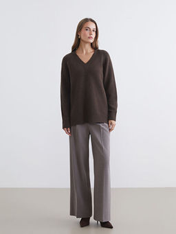 V Yaka Kad?n Triko Kazak