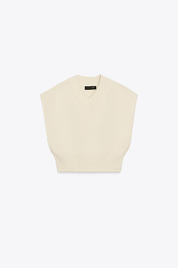 PLAIN KNIT CROPPED VEST