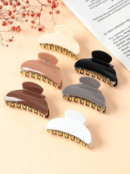 Цена за 6 шт. Крабик для волос «София», классика, 7 см, МИКС