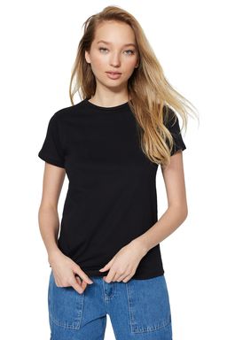 TRENDYOLMILLA Kahverengi-Bej-Haki Cizgili 3lu Paket Basic Bisiklet Yaka Orme T-Shirt TWOSS20TS0146  фото 10