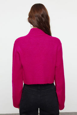 Ekru Crop Yumusak Dokulu Dik Yaka Triko Kazak TWOAW24KZ00320 - Trendyolmilla фото 13