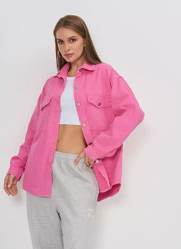 K11862 Джинсовая рубашка OVER SIZE РОЗОВЫЙ