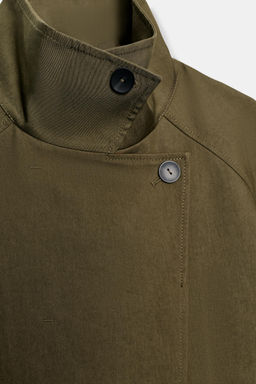 TRENCH CORTO CUELLO ALTO ZW COLLECTION / naranja-verde - Zara фото 9