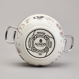 КАСТРЮЛЯ AGNESS ЭМАЛИРОВАННАЯ СО СТЕКЛЯННОЙ КРЫШКОЙ СЕРИЯ LAVANDER CATS, 3,8 Л ДИА. 22СМ фото 7