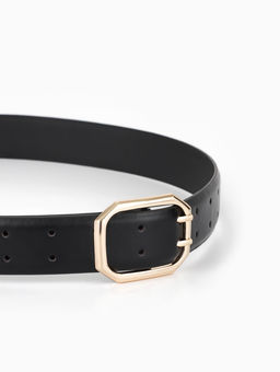 Ремень жен, 06-01-01-02, 3,5*0,3*110 см, без винта, пряжка золото, 2 прокол, черный