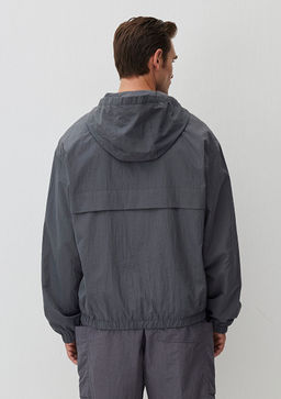 Kapusonlu Gri Ceket - Mavi фото 5