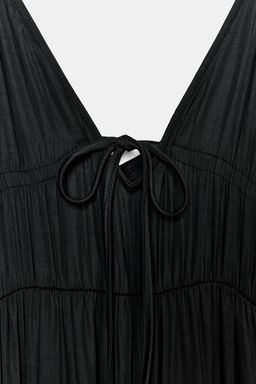 VESTIDO LARGO SATINADO FRUNCES / Negro - Zara фото 6