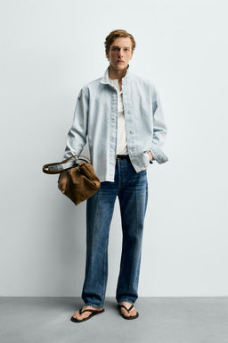 CAMISA DENIM LAVADA RELAXED FIT / Azul claro