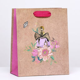 Пакет крафт Цветочная композиция 18 х 22,3 х 10 см