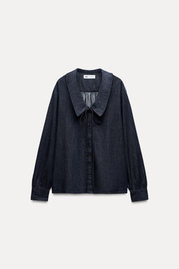 DENIM PETER PAN COLLAR SHIRT - Zara фото 7