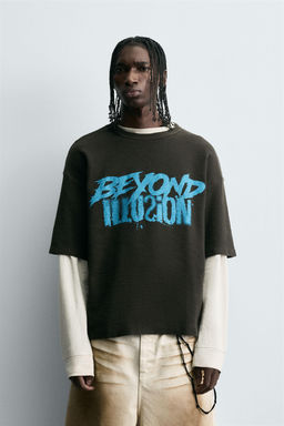 CONTRAST PRINT KNIT T-SHIRT - Zara фото 2
