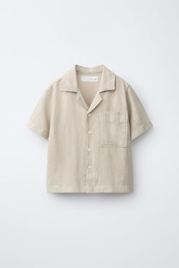 CAMISA BOLSILLO CON LINO / Arena