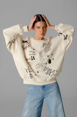 Арт. 15132/2 Свитшот женский оверсайз 46-52 (4 шт) Цвет:молочный