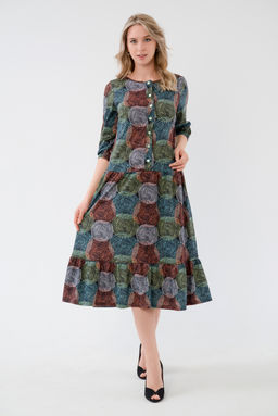 Платье женское из кулирки Софи спилы зеленые - Амадэль фото 2