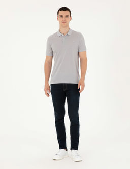 A__k Gri Melanj Slim Fit %100 Pamuk Ti__rt