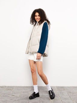 Kad?n Kap??onlu D?z ?i?me Yelek