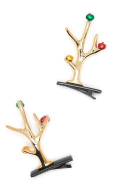 Новогодние заколки Рожки (1 пара) SF-7562, золото №11 - Больше подарков фото 4