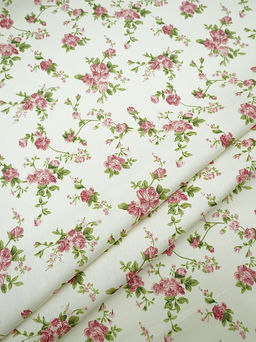 Сатин Кружевные розочки цв.шампань, ш.1.6м, хлопок-100%, 110гр/м.кв - Купава фото 2