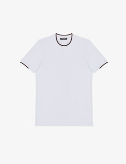 Beyaz Slim Fit %100 Pamuk Bisiklet Yaka Ti__rt