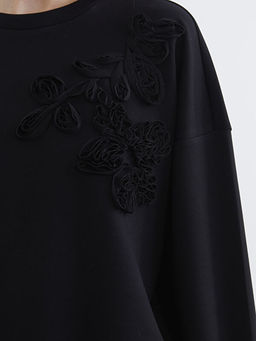 Bisiklet Yaka Nak??l? Kad?n Sweatshirt Tunik