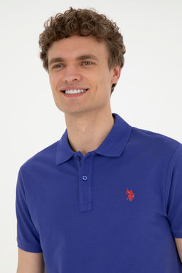 Поло Slim Fit Basic синий из хлопка