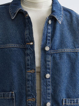 G?mlek Yaka Oversize Kad?n Jean Ceket