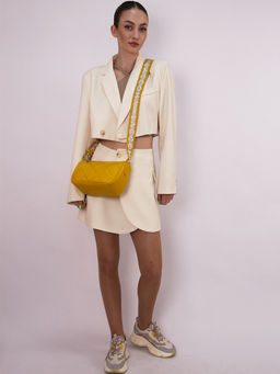 LACCOMA сумка Мелани-Ф826-желтый эко кожа хлопок фото 7