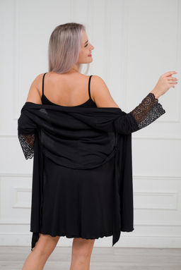 Халат женский из вискозы Адель Нуар черный - Амадэль фото 7