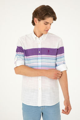 Мужская фиолетовая рубашка с длинным рукавом Неожиданная скидка в корзине