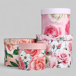 Набор шляпных коробок для цветов 4 в 1, упаковка подарочная, Нежность, 20?17.5 - 16?14 см