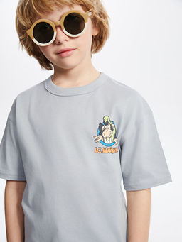 Bisiklet Yaka Nostaljik Maymun Bask?l? Erkek ?ocuk Ti??rt