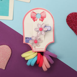 Цена за 6 шт. Набор для волос «Карамель», 10 резинок 1.5 см, 2 зажима 2.5 см, ромашки, сиреневый