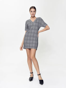 CONTE Ультрамодное платье A-силуэта в клетку LPL 893 grey check grey check