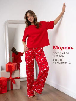 Новогодняя женская пижама с брюками - Binita фото 11