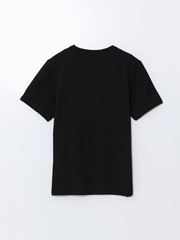 Bisiklet Yaka K?sa Kollu Bask?l? Penye Erkek Ti??rt