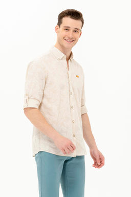 U. S. Polo Assn Мужская рубашка с длинным рукавом цвета экрю