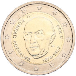 Монета 2 евро 2026 года D Германия Конрад Аденауэр