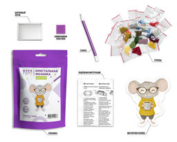 Кристальная (алмазная) мозаика ФРЕЯ ALVM-126 магнит Мышка с чаем 9.5 х 10.5 см