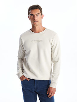 Bisiklet Yaka Uzun Kollu Bask?l? Erkek Sweatshirt - Waikiki фото 4