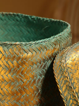 Корзинка плетёная «Голден», 20×20×26 см, голубая